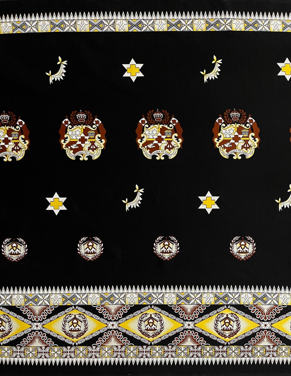 1 Yard Tonga Seal Double Border Light Barkcloth Fabric 100% Cotton, 36" L x 45" W